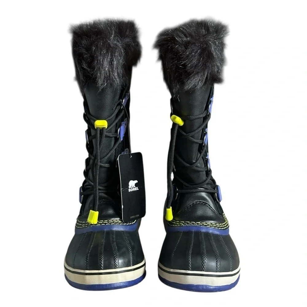 Sorel Joan of Arctic Winter Boots Youth 5 W 6 Black Faux Fur Waterproof -40° NWT